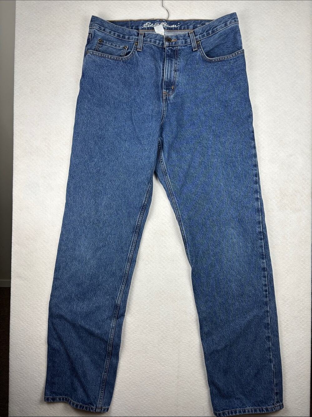 Eddie Bauer Jeans Men's 35x36 Traditional Fit Blue Straight Leg Classic Western